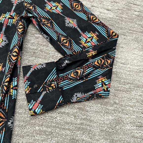 Rock & Roll Cowboy Shirt Mens XL Black Aztec Western Pearl Snap Retro Rodeo - Picture 3 of 12